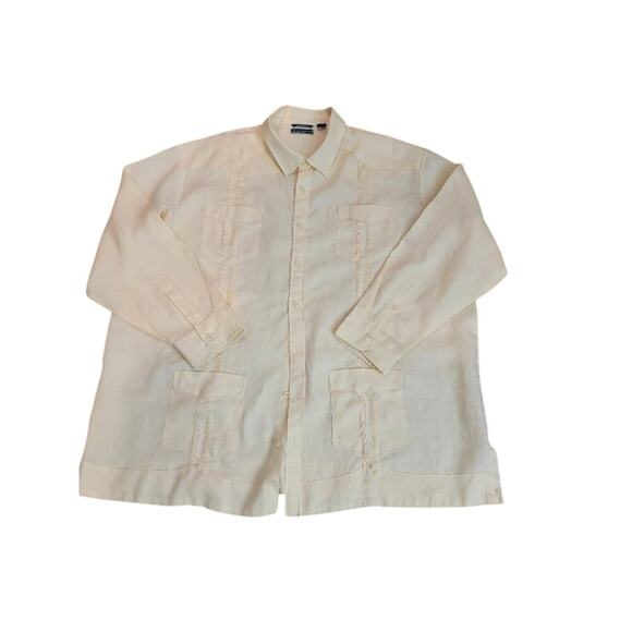Cubavera Shirt Linen Men's 3XL Long Sleeve Button Down Creamy Yellow - Picture 1 of 11